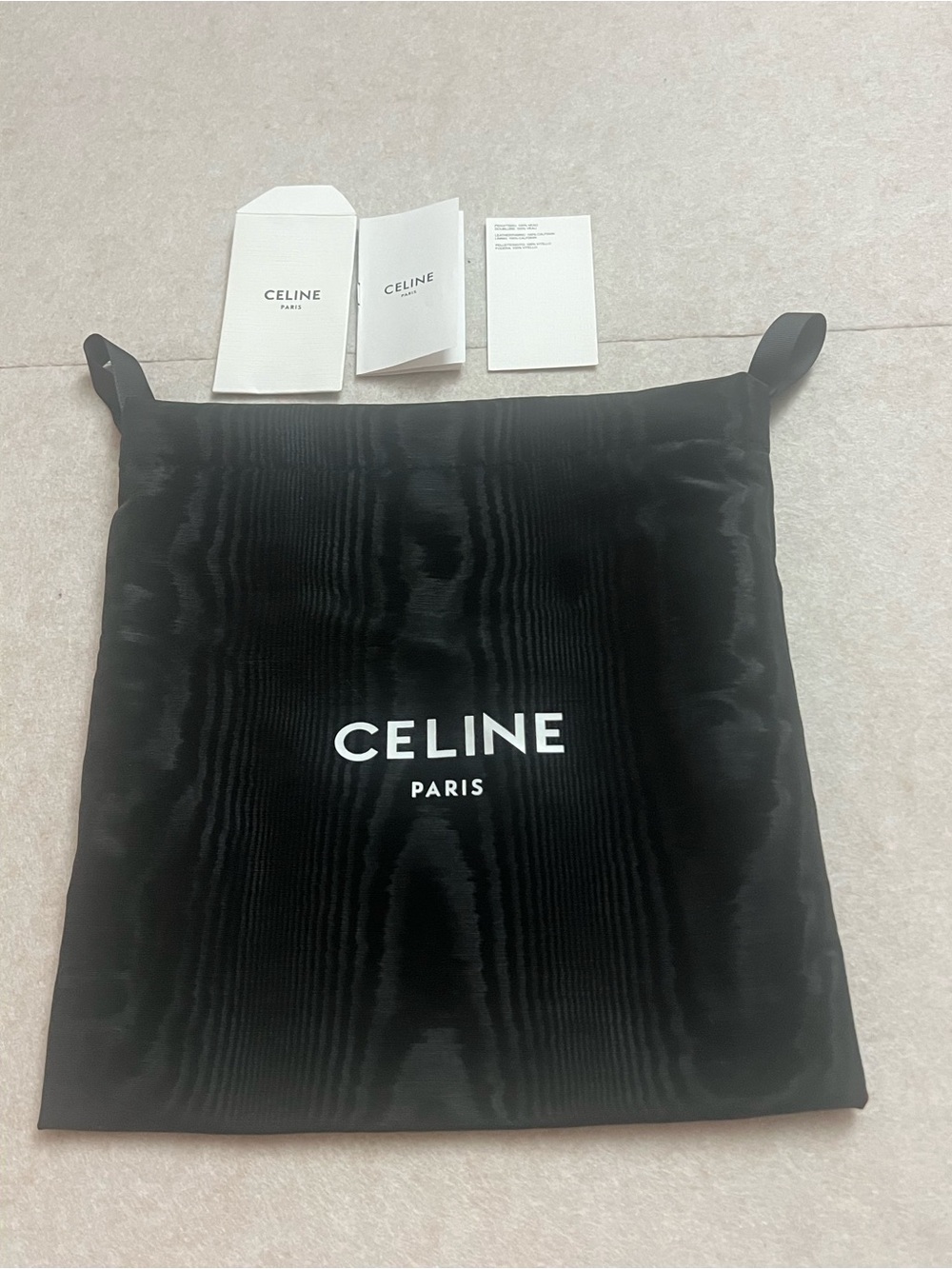 CELINE Black Dust Bag with Brand Cards